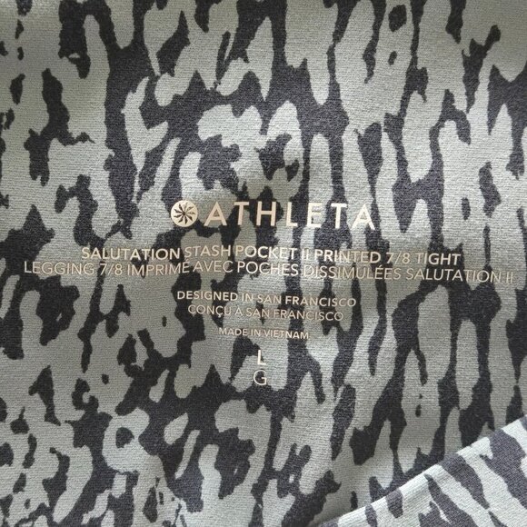 Athleta Salutation Stash Pocket Printed 7/8 Tight - L Teal Print - Picture 5 of 6